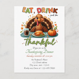 Postal Festiva Turno de agua de la calabaza de Acción de Gracias