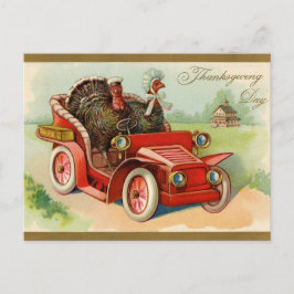 Postal Festiva Turquía conduce un auto vintage día de Acción de G