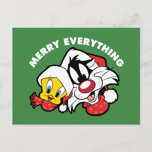 Postal Festiva TWEETET™ y SYLVESTER™ "Merry Everything" (Anverso)