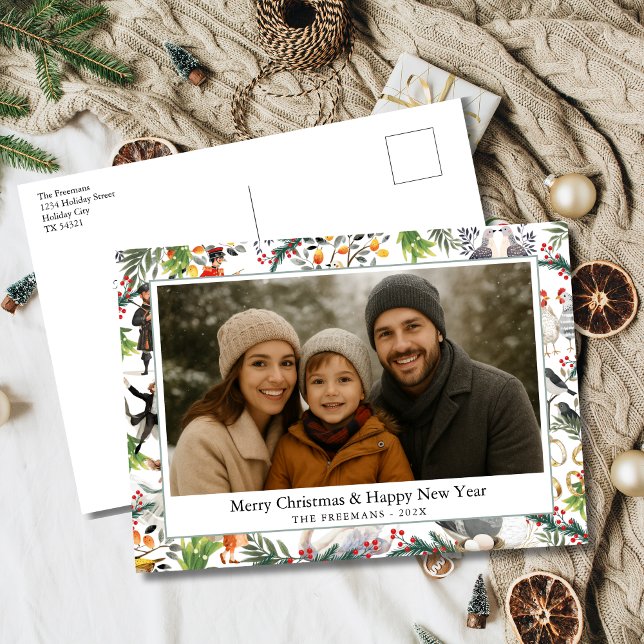 Postal Festiva Twelve Days of Christmas (12 Days of Christmas Holiday Photo Postcard)