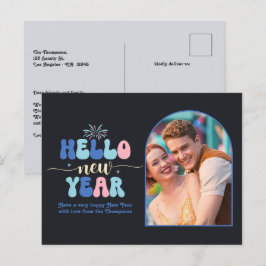 Postal Festiva Twilight Pop New Year Retro Modern Blue Photo