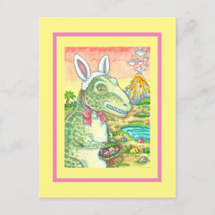 POSTAL FESTIVA TYRANNOSAURUS, CUTE T-REX, EASTER BUNNY DINO
