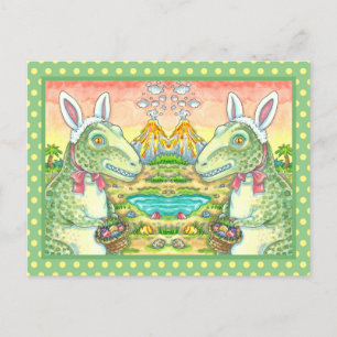 POSTAL FESTIVA TYRANNOSAURUS, CUTE T-REX, EASTER BUNNY DINO