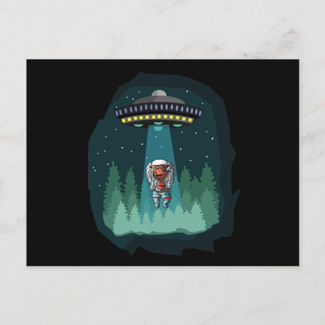 Postal Festiva UFO T-Rex del astronauta del dinosaurio (Anverso)