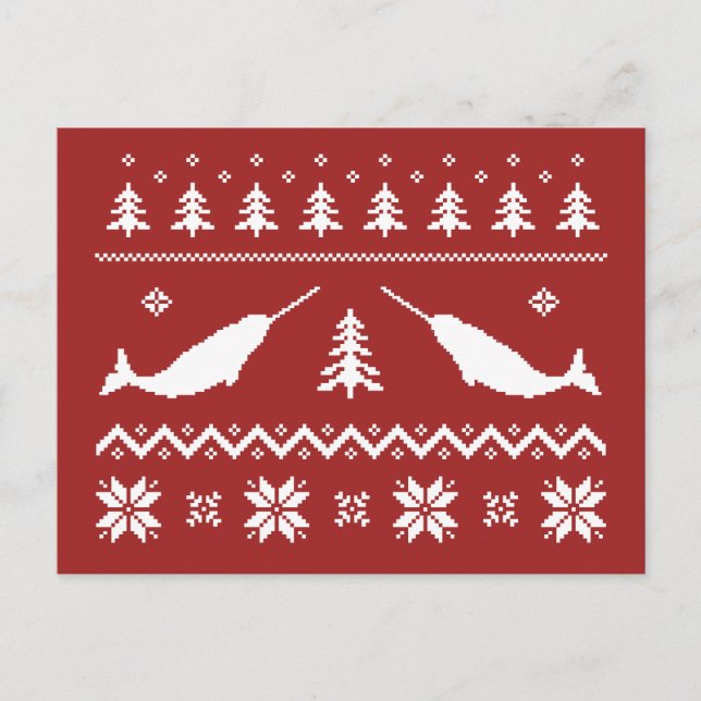 Postal Festiva Ugly Narwhal Christmas Sweater (Anverso)