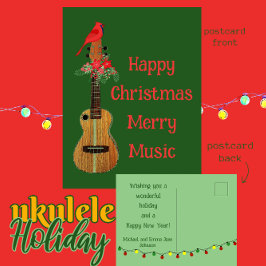 Postal Festiva Ukulele feliz Navidades Feliz Feliz Música