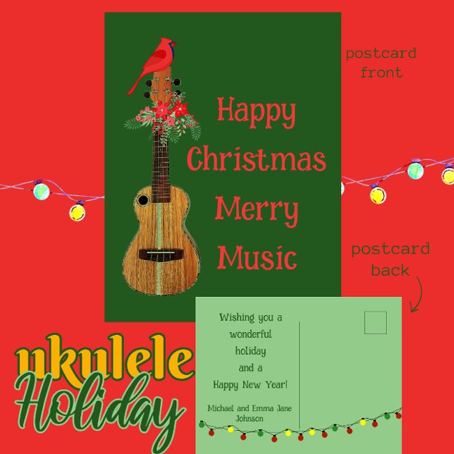 Postal Festiva Ukulele feliz Navidades Feliz Feliz Música (Subido por el creador)