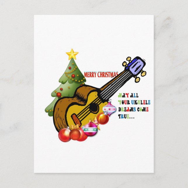 Postal Festiva Ukulele Shirt navidades (Anverso)