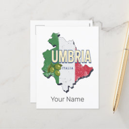 Postal Festiva Umbría Italia Región Retro Mapa de recuerdos de ép