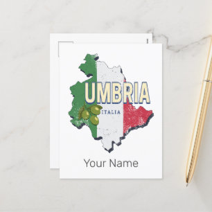 Postal Festiva Umbría Italia Región Retro Mapa de recuerdos de ép