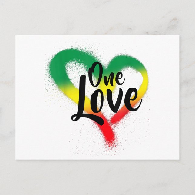 Postal Festiva Un Amor Un Corazón Vibraciones Reggae (Anverso)
