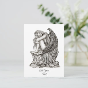 Postal Festiva Un ángel durmiendo sobre la piedra