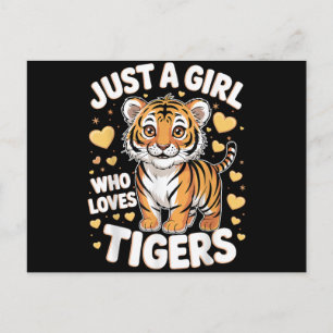 Postal Festiva Un animal de tigre aburrido, sólo un Chica que ama