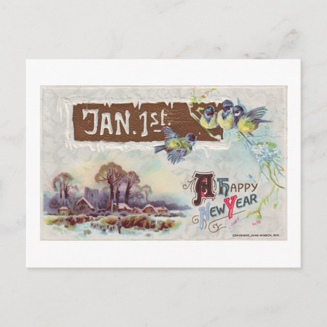 Postal Festiva Un Año Nuevo Feliz (Anverso)