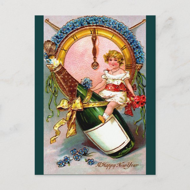 Postal Festiva Un Año Nuevo Feliz (Anverso)
