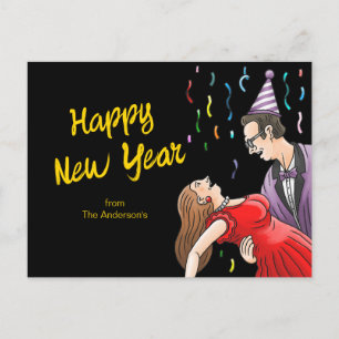 Postal Festiva Un baile feliz para la fiesta de Año Nuevo