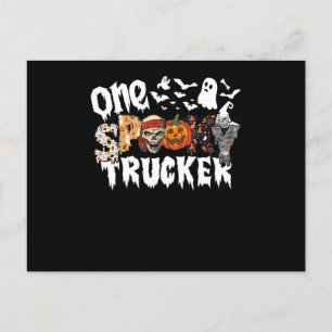 Postal Festiva Un camionero espeluznante de Halloween leopardo gr