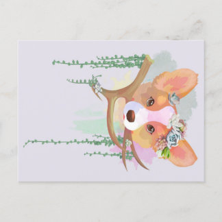 Postal Festiva Un Corgi Acuarela Cuidada | Regalo de vacaciones