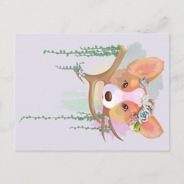 Postal Festiva Un Corgi Acuarela Cuidada | Regalo de vacaciones (Anverso)