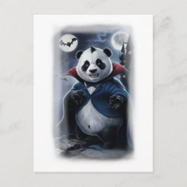 Postal Festiva Un divertido panda Drácula en blanco