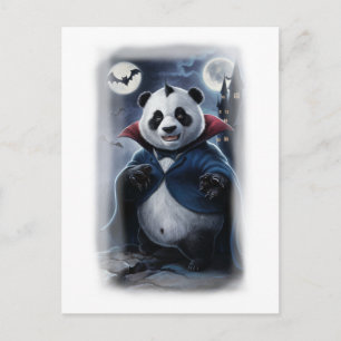 Postal Festiva Un divertido panda Drácula en blanco