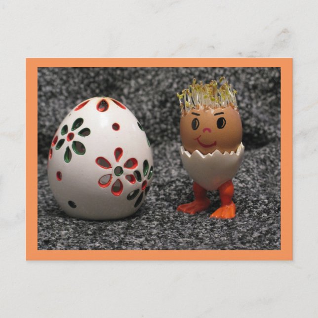 Postal Festiva Un Eggmen Cuto Encontró Una Gran Postcarta De Huev (Anverso)