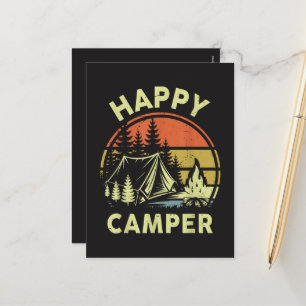 Postal Festiva Un Feliz Campista Niño Divertido Camping