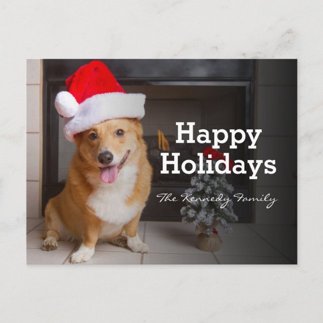 Postal Festiva Un feliz y festivo Pembroke Welsh Corgi (Anverso)