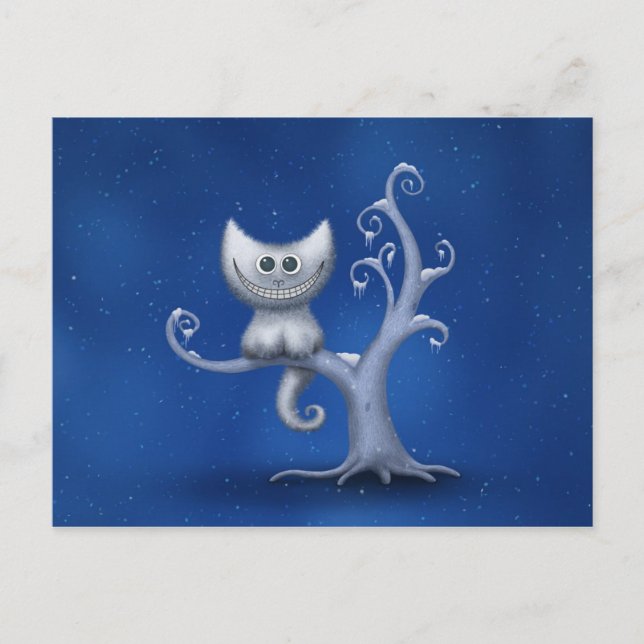 Postal Festiva Un gatito de Cheshire (navidad) (Anverso)