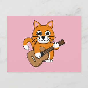Postal Festiva Un gato blanco Naranja lindo tocando Personalizado