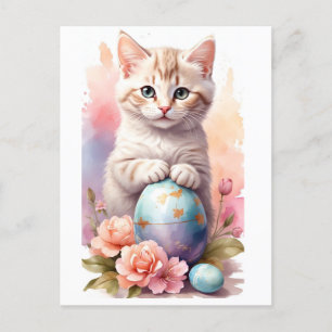 Postal Festiva Un gato feliz de Pascua