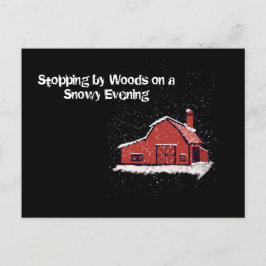 Postal Festiva Un granero rojo en una noche nevada