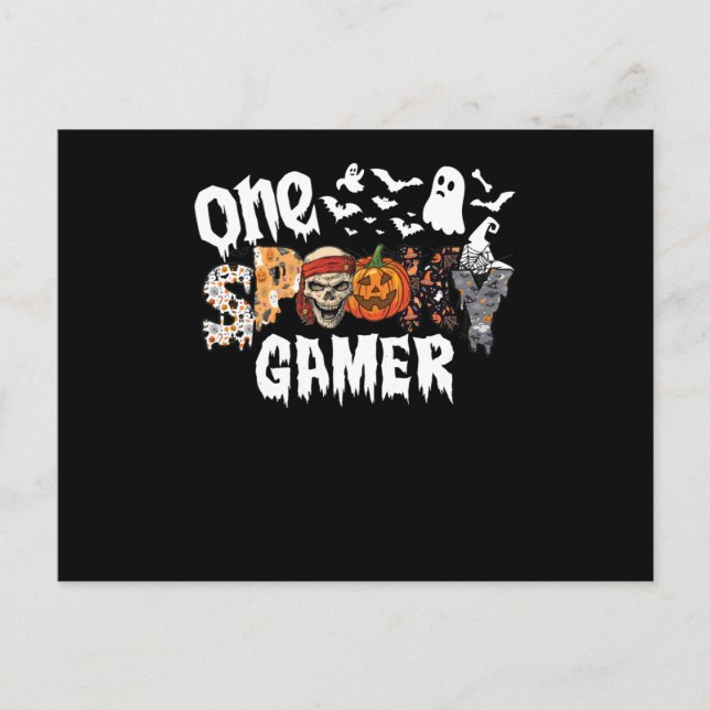 Postal Festiva Un Halloween Spooky Gamer Leopard Groovy (Anverso)