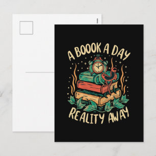 Postal Festiva Un libro al día mantiene la realidad alejada