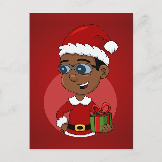 Postal Festiva Un niño afroamericano adorable con gafas (Anverso)