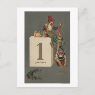 Postal Festiva Un nuevo dinero que lanza feliz de YearGnomes