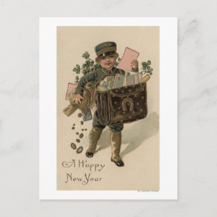 Postal Festiva Un nuevo muchacho feliz del correo de YearIrish