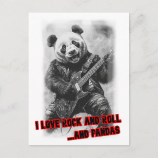 Postal Festiva Un panda roquero tocando guitarra eléctrica en un