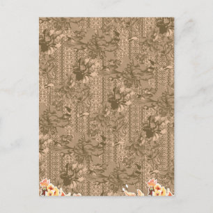 Postal Festiva Un patrón floral vintage con desi marrón intrincad
