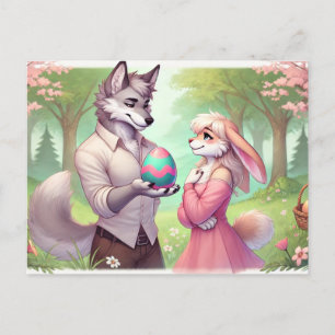 Postal Festiva Un regalo gentil - Romance de Pascua de Lobo y Con
