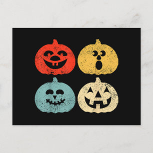 Postal Festiva Un regalo retro divertido para la calabaza de Hall