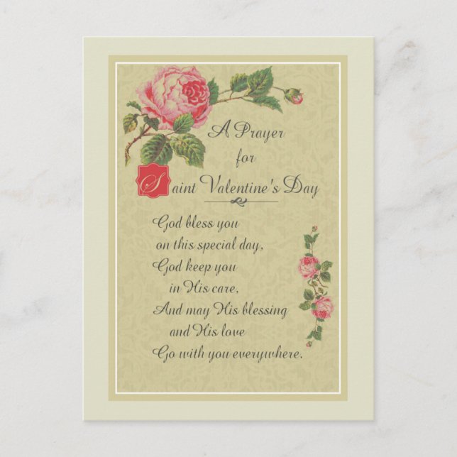 Postal Festiva Un rezo para el día de San Valentín del St. (Anverso)
