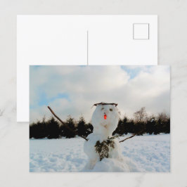 Postal Festiva Un verdadero hombre de nieve y una foto panorámica