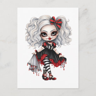 Postal Festiva Una Colección de Diseños de Halloween de una Chica
