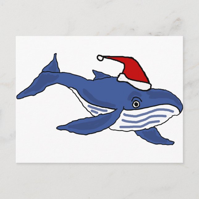 Postal Festiva Una divertida ballena azul en el arte de los Navid (Anverso)