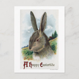 Postal Festiva Una escena feliz del conejo de EastertideGray