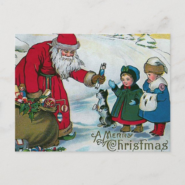 Postal Festiva "Una Feliz Navidad" Vintage (Anverso)