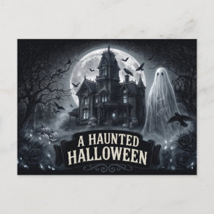 Postal Festiva Una ilustración gótica vintage de Halloween embruj