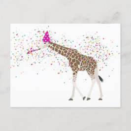 Postal Festiva Una jirafa de fiesta de animales de Safari con un