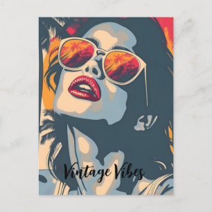 Postal Festiva Una mujer al estilo retro